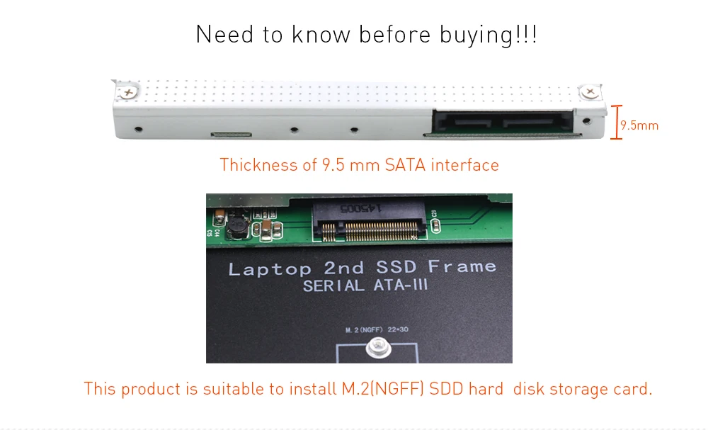 TISHRIC алюминиевый NGFF M.2 M2 2nd HDD Caddy 9,5 мм SATA 3 Optibay жесткий диск корпус адаптер DVD HDD 2,5 SSD чехол для ноутбука