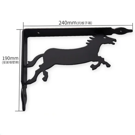 black 240 x 190mm 2 шт. настенный кронштейн стол поддержка полка Кронштейн прямоугольный Железный скобяные изделия Аксессуары для мебели - Цвет: black 240 x 190mm