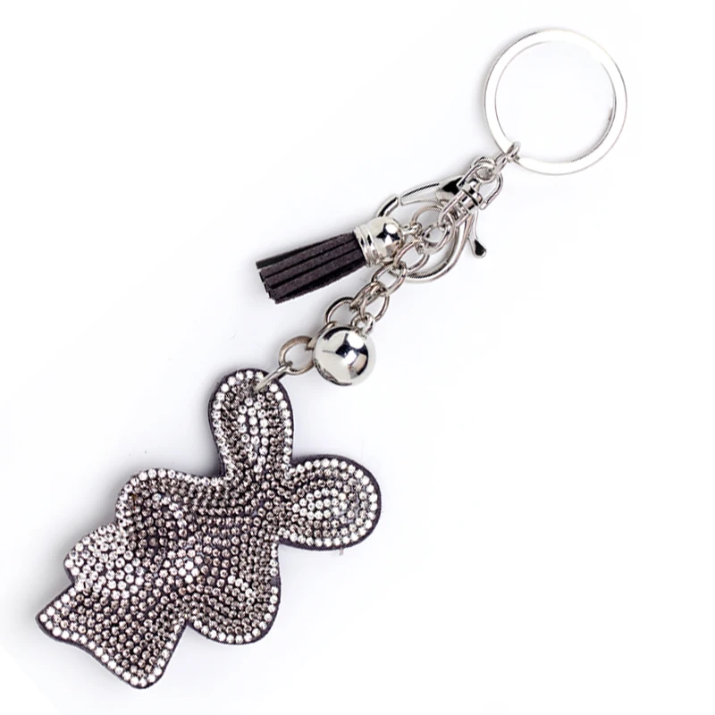 Брелок для ключей Lucky Rabbit с кристаллами и стразами держатель кисточкой сумка
