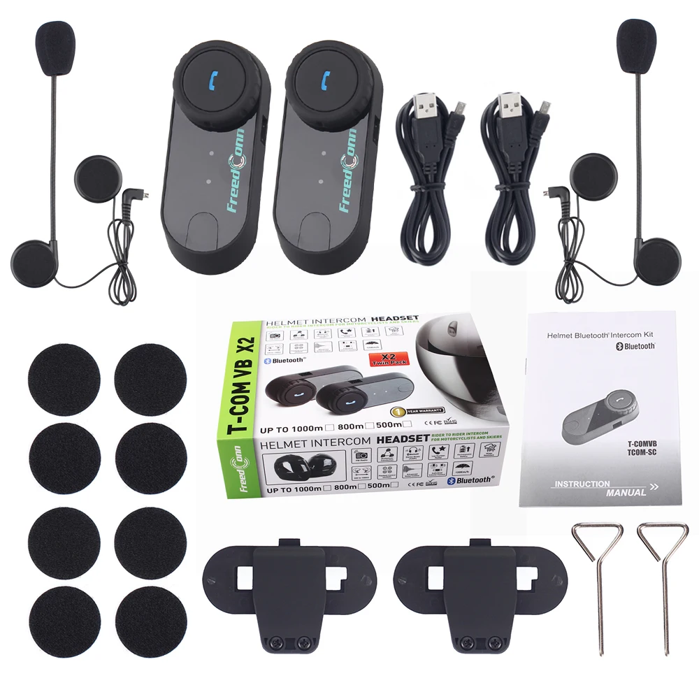 Гарнитура Freedconn для мотоциклетного шлема 2 шт. Bluetooth VB с FM радио|bluetooth headset|bluetooth headset