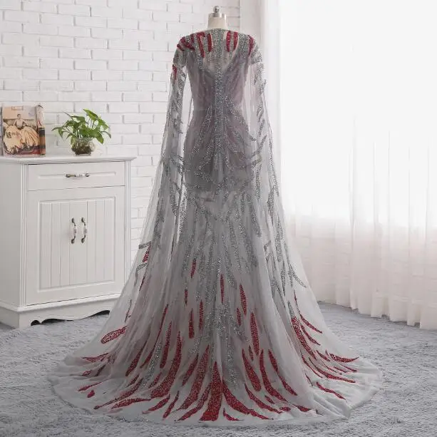 Роскошные вечерние платья с Полная длина бисера Vestidos De Festa Vestido De Fiesta Largos De Noche Elegante - Цвет: Серый