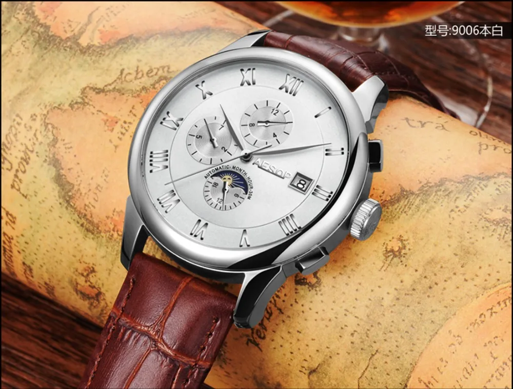 AESOP брендовые часы Мужские Роскошные автоматические механические день дата