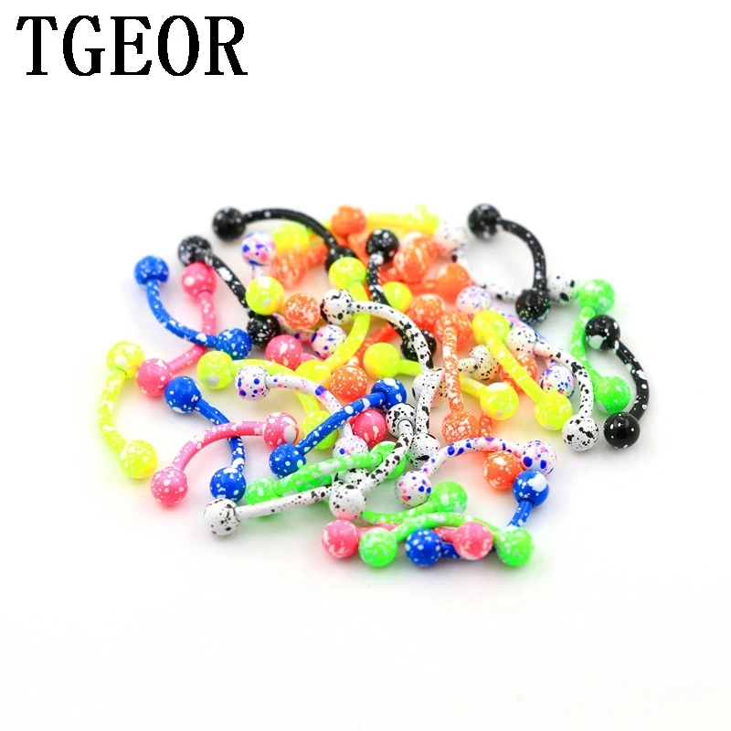 

free shipping Hot Fashion Charm Gauges 8 spot neon colors 100pcs 16G 3mm surgical Stainless Steel piercing eyebrow ring