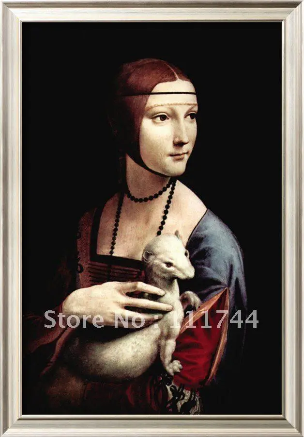 Знаменитый художественный портрет леди с Ermine от Leonardo Da Vinci живопись на холсте