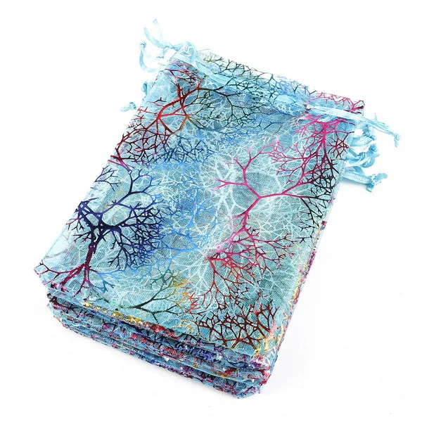 

Мешочки для украшений Beadia, органза, коралловый узор