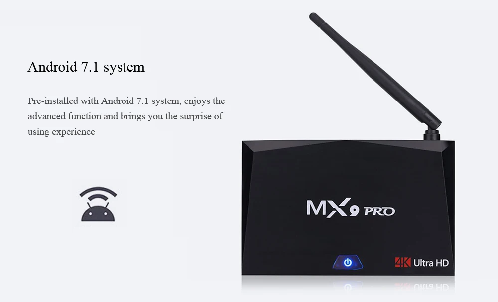 MX9 PRO RK3328 ТВ приставка Android 7,1 Bluetooth 4,0 4 ГБ 32 ГБ/2 ГБ+ 16 Гб WiFi 2,4G четырехъядерный 3D игры HDCP HDMI смарт медиаплеер