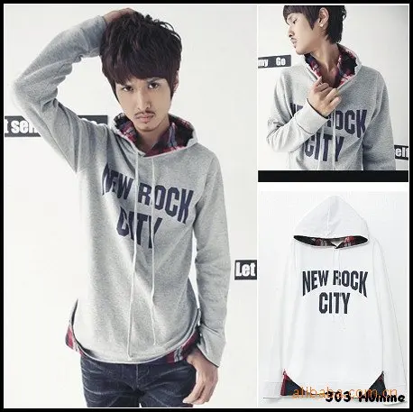New Fashion Winter Men V-neck Two Lattice Flanging Fleece Hoodied Sweater Free shipping | Мужская одежда