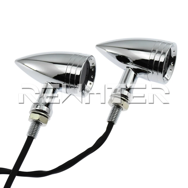 Motorcycle Accessories LED Turn Signal Chrome Bullet Blinker Orange Indicator Lights Gray Lens 10mm Vintage For Harley |