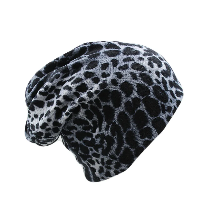 Miaoxi модная женская полосатая шапка, женские шапочки Skullies, повседневный полиэстеровый Леопардовый шарф, шапка, два использованных осенне-весенних теплых шапки