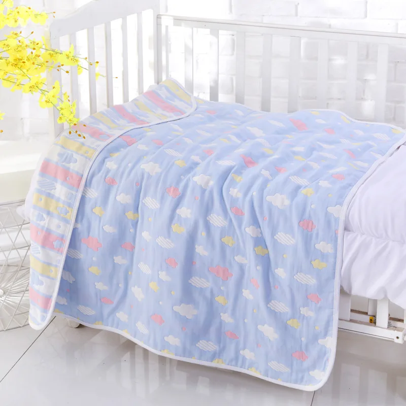 COLOR CLOUD BLUE Пеленка для новорожденных, Муслин, хлопок, 6 слоев, детское банное полотенце, одеяла для новорожденных, Bebe, одеяла для новорожденных, детская накидка, 80*80 см - Цвет: COLOR CLOUD BLUE