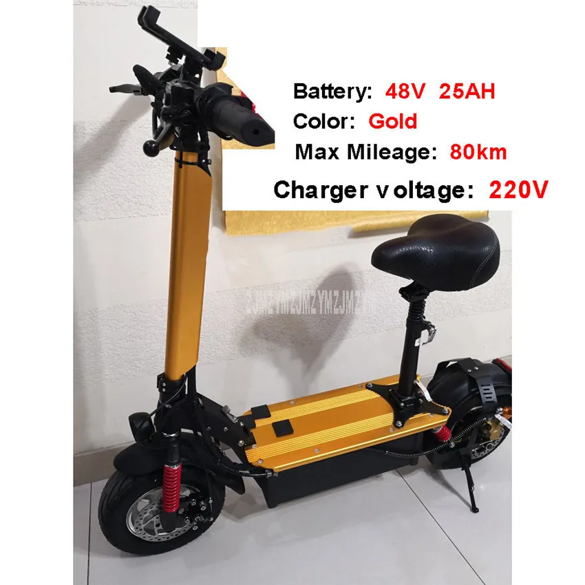 Gold 220V 48 в 25 Ач 11 дюймов складной электрический скутер для взрослых, мини электрический велосипед для взрослых, вместо прогулочного велосипеда, Ebike, расстояние 80 км - Цвет: Gold 220V