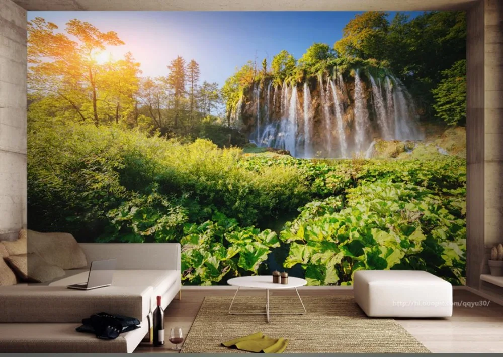 

Custom TV backdrop Waterfall scenery wall papers home decor kids room Living room bedroom mural 3d wallpaper