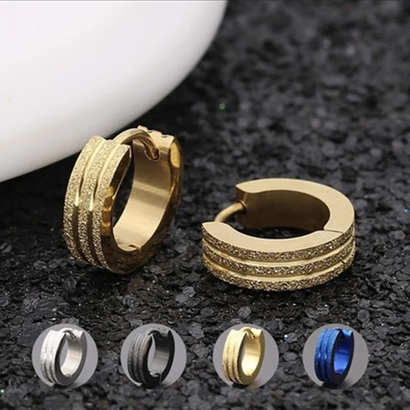 

Lucky Fashion Earrings Men's Round Titanium Steel Earrings Men's Jewelry Accessories Hipster Rock Style Punk Circle