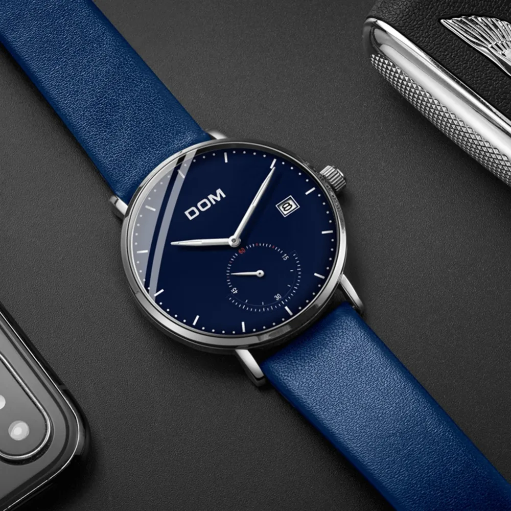 DOM мужские часы роскошные стильные спортивные водонепроницаемые кварцевые