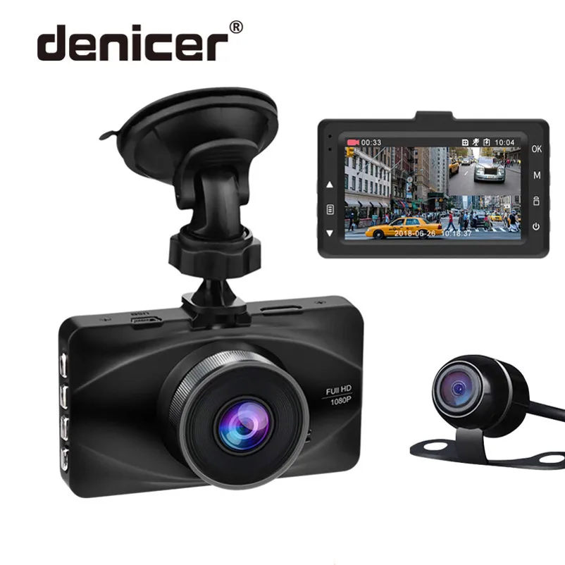 Denicer Car Dash Cam зеркало с двумя объективами заднего вида Dvr 3 0 ''Авто рекордер видео