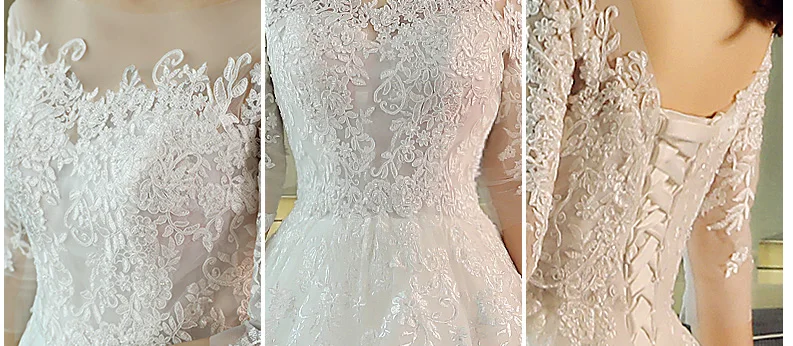 Новые Модные Простые 2021 Свадебные платья кружевное платье с рукавом три четверти - Фото №1