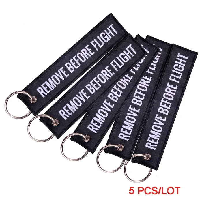 Woven Black Remove Before Flight Chaveiro тег брелок с вышивкой брелок для ключей для авиации OEM Брелоки ювелирные украшения Чемодан бирка в виде брелка для ключей, 5 шт./лот - Цвет: Woven Black