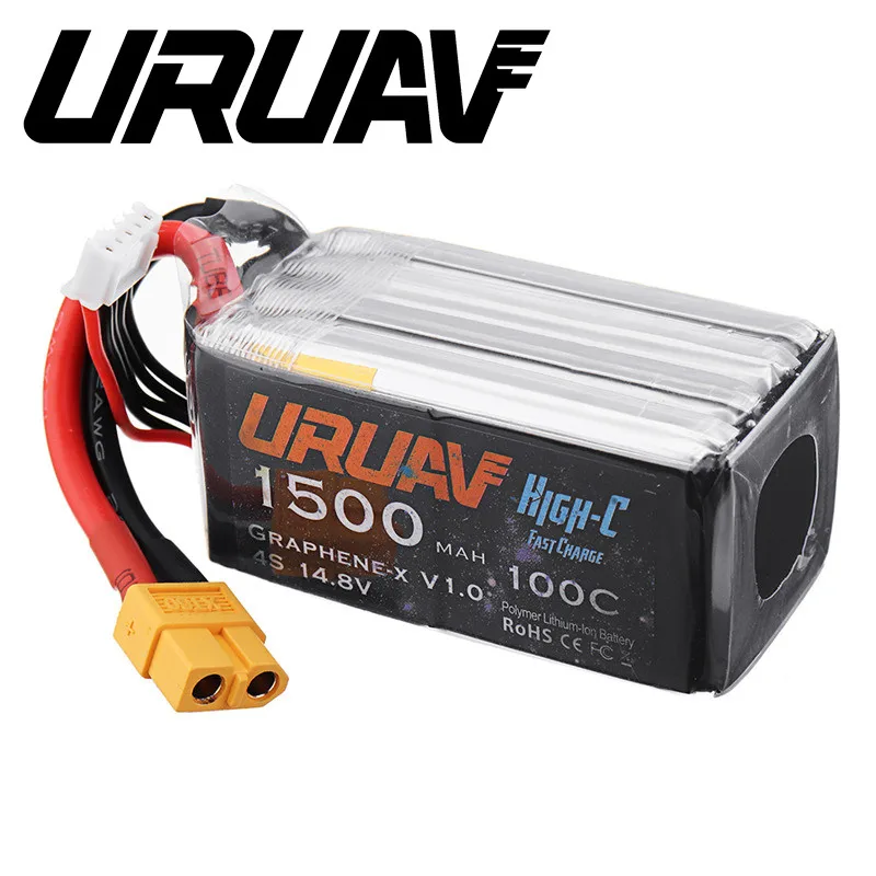 URUAV графена X V1.0 4S 14 8 V 1500 мА/ч 100C Быстрая зарядка XT60 Lipo Батарея для небольшой