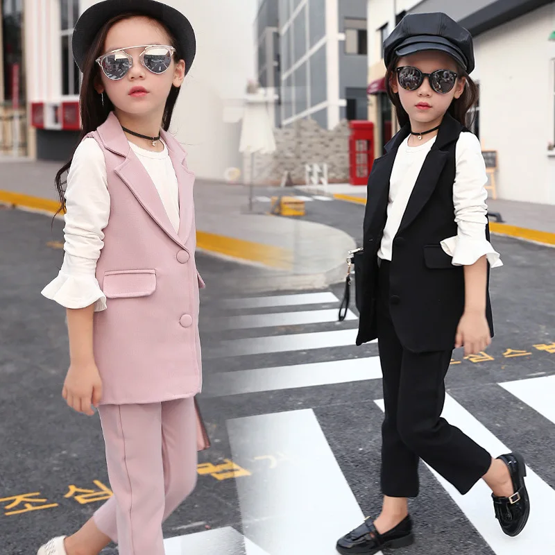 Комплекты одежды для девочек 2017 г. жилет в западном стиле + штаны комплект из двух