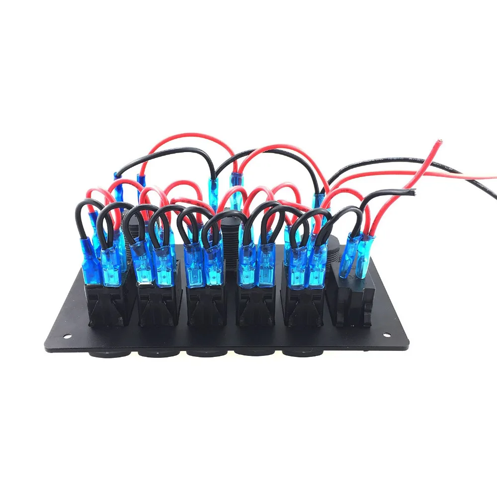 6 Gang 12V клавишная панель переключателя с прикуривателем водонепроницаемая