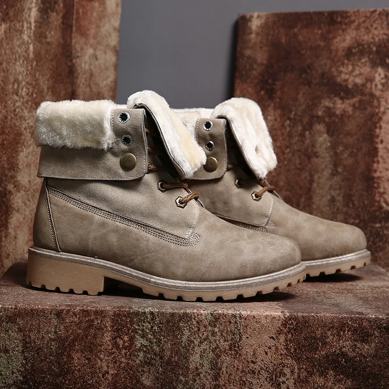 Ботинки LAASIMI женские на плоской подошве теплые полусапожки камуфляжная