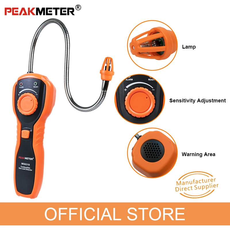 Официальный PEAKMETER PM6310 Высокая Точность Детектор утечки горючего газа Анализатор метр со звуковым светильник сигнализация