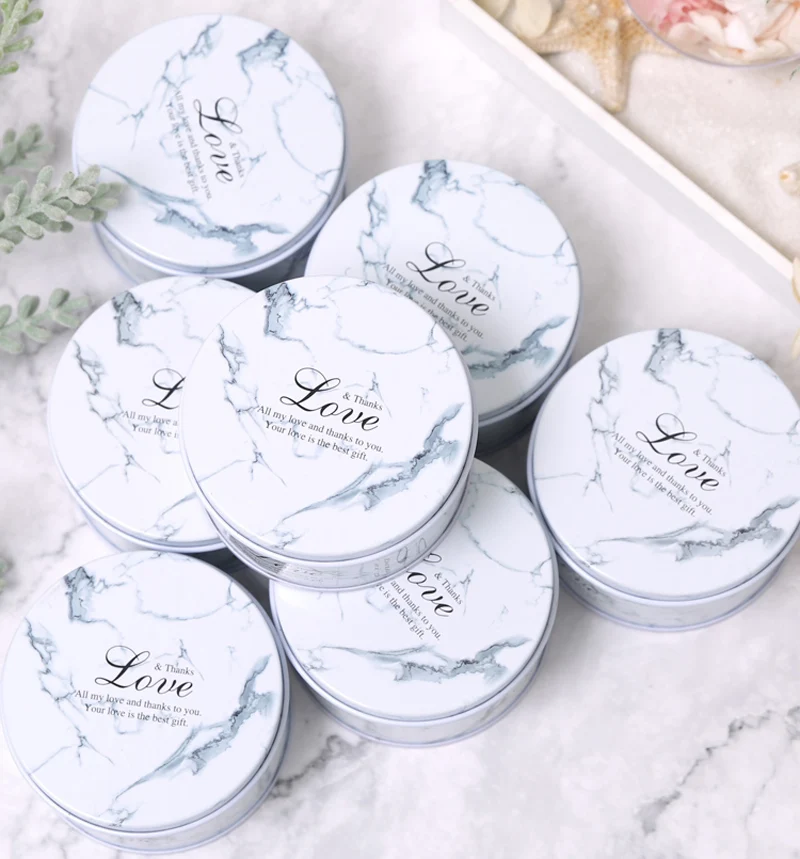 12pcs Mini Metal Marbling Candy Tin Box Wedding Favor Gift Box Jewelry Organizer Tea Soap Gift Storage Box Party Decoration