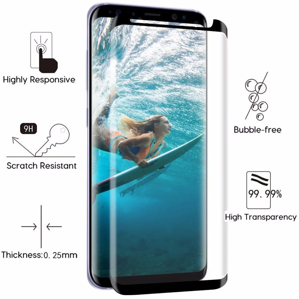 3D Curved Full Cover Screen Protector For Samsung Galaxy s9 Case Friendly Tempered Glass S9 Plus with Package | Мобильные телефоны