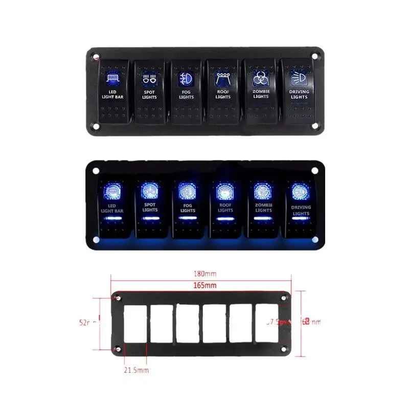 6 банд светодиодный светильник морской лодки RV кулисный переключатель панель