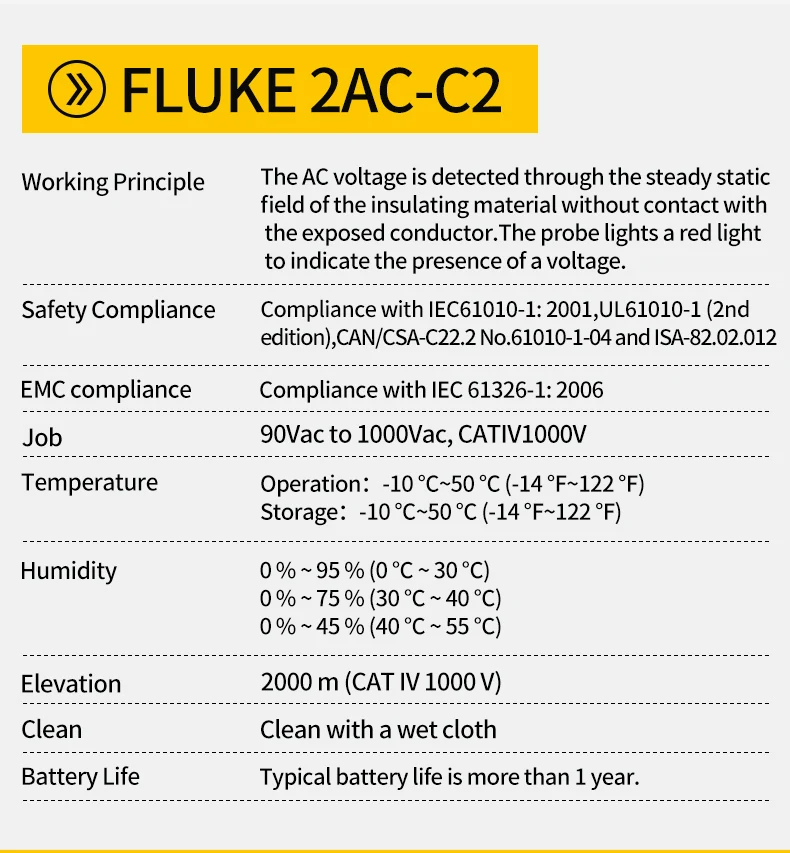 Fluke тестовый карандаш 2AC-C2 Многофункциональный электроскоп Бесконтактный индукционный электрик карандаш