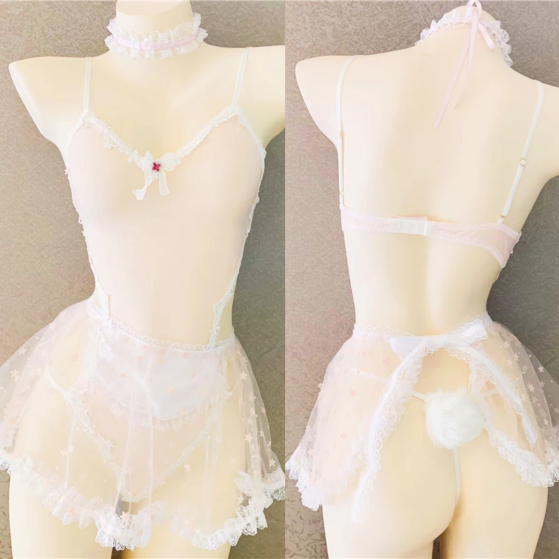 Женский кружевной комбинезон с милым принтом вечерние эротические костюмы