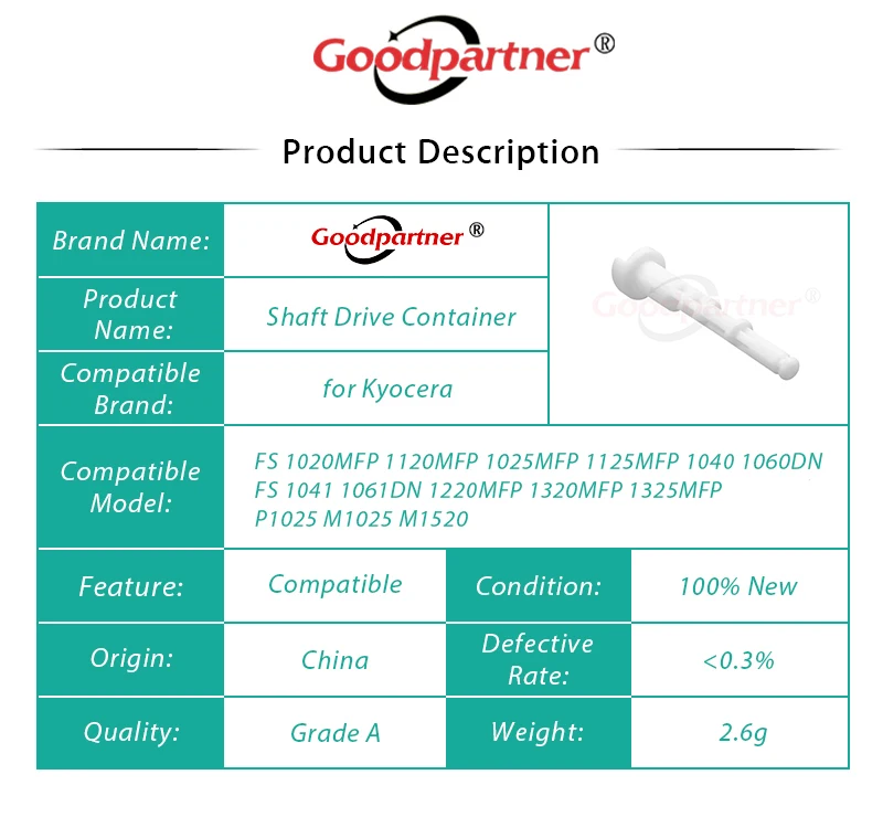 Шестерня контейнера вала 3V2M202380 2M202380 для Kyocera FS1020 FS1025 FS1040 FS1060 FS1120 FS1125 FS1325 1025 1040 10