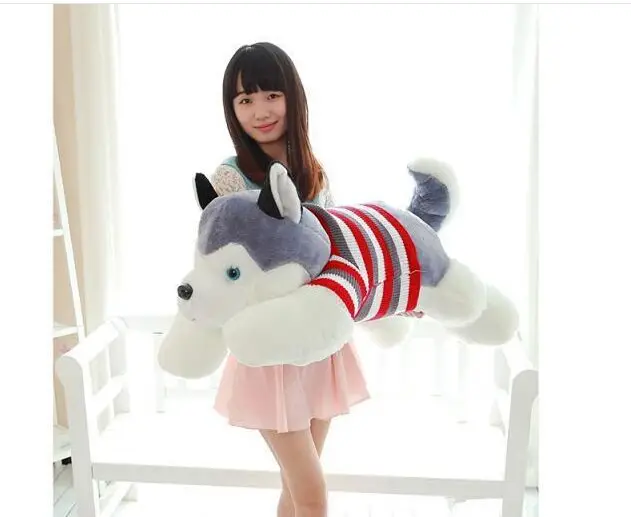 Satin Al Dolgu Oyuncak, Büyük Yaklaşık 100cm Kazak Husky Köpek Peluş Oyuncak Atmak Yastık Oyuncak Doğum Günü Hediyesi B4902