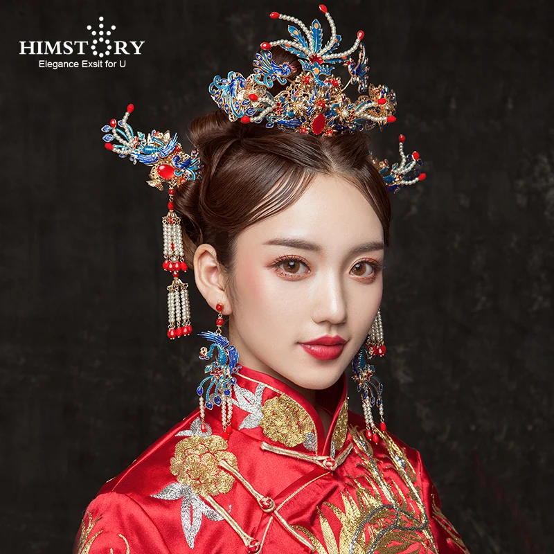 HIMSTORY Ретро китайские Феникс Павлин палочки для волос винтажные очаровательные