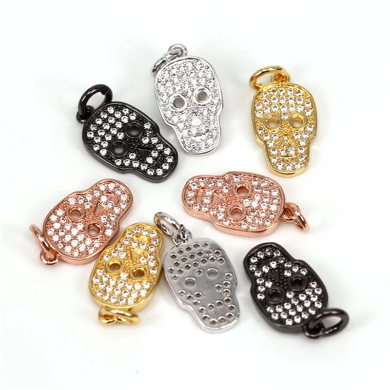 

Micro Pave Skull Pendant Clear Cubic Zircon charms in gold/rose gold/silver Color Jewelry supplies