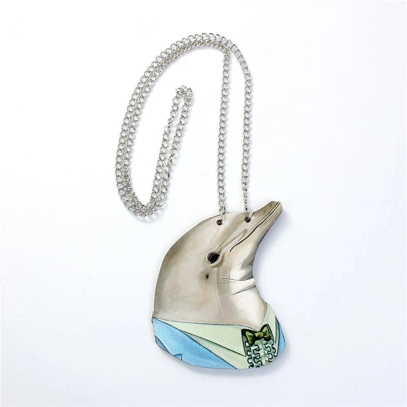 1 шт. деревянное ожерелье в виде дельфина 71 см (28 дюймов)|sweater necklace|multicolor necklacedolphin