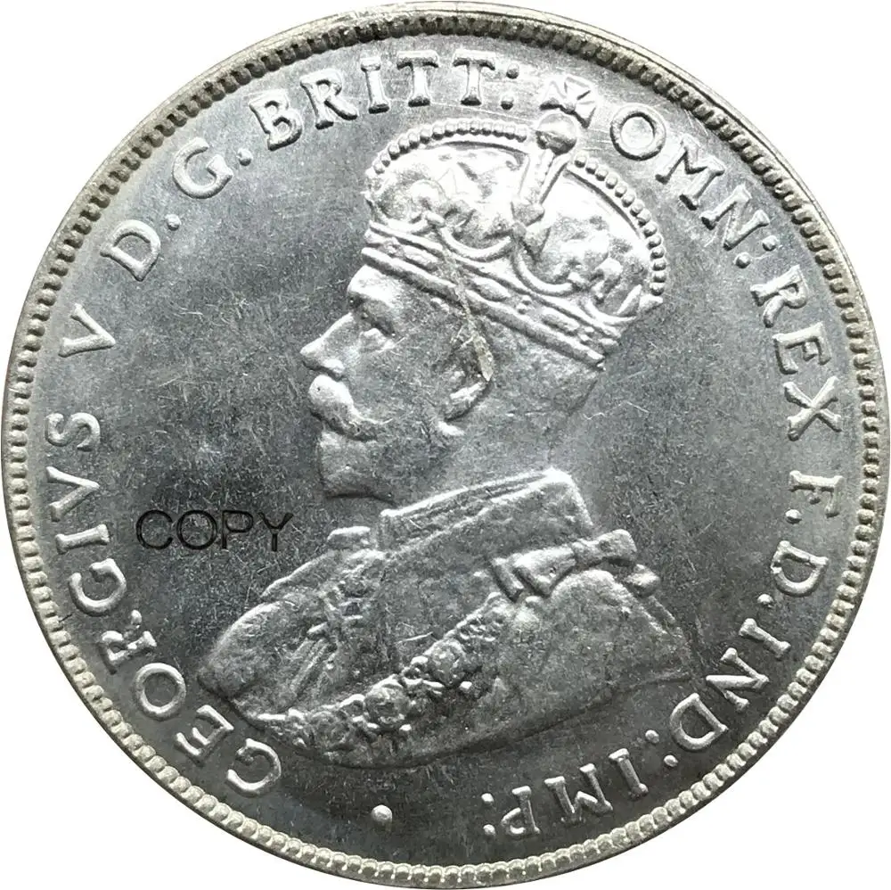 Австралийский Джордж V, 1924 год, 1, Флорин, два шиллинга, кубик, покрытые серебром, копия монет
