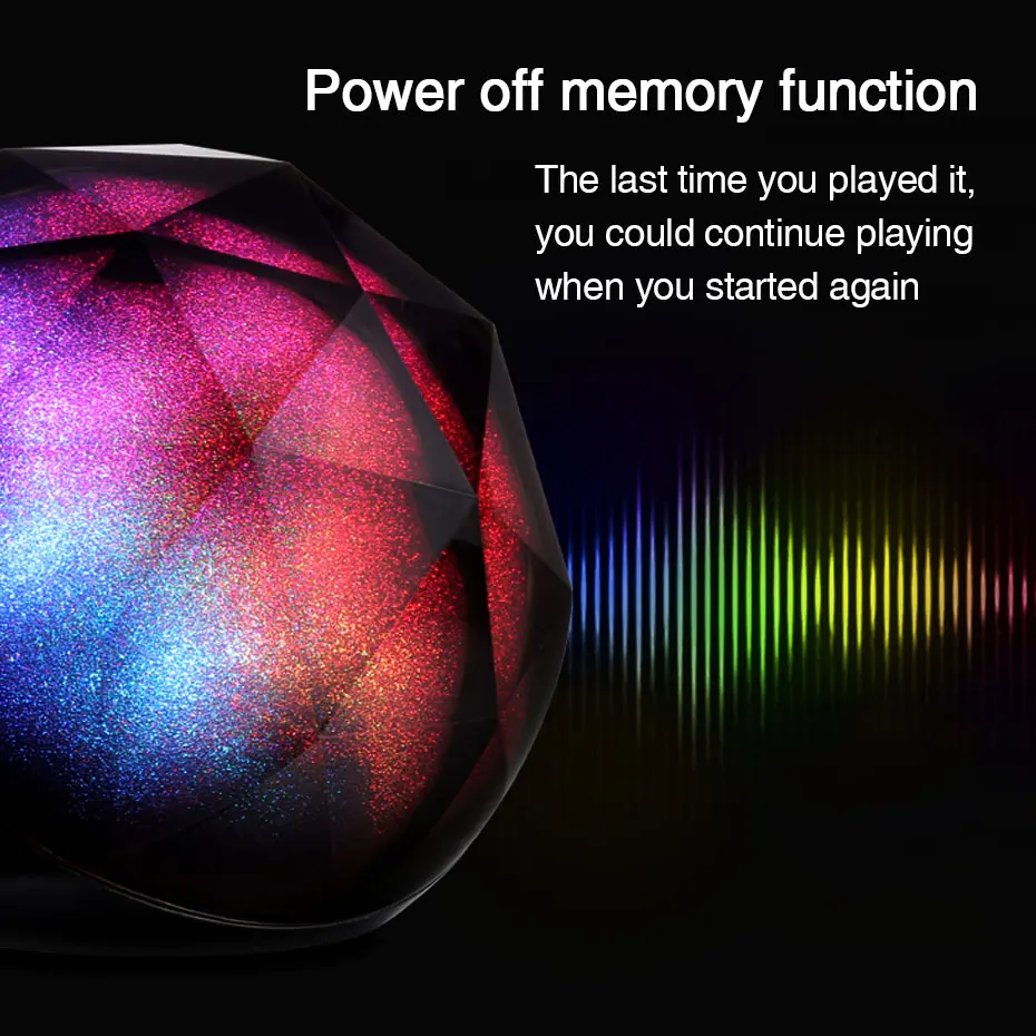 Bluetooth-колонка TRANSCTEGO беспроводная стерео-мини-портативная с поддержкой TF-карты, яркие цветные огни, супербасовый сабвуфер, шаровые динамики.