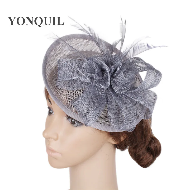 

Sinamay Fascinator Hat Base Headband With Feather Strip Women Occassion Hat Party Hair Clips Cocktail Headwear Hair Accessories