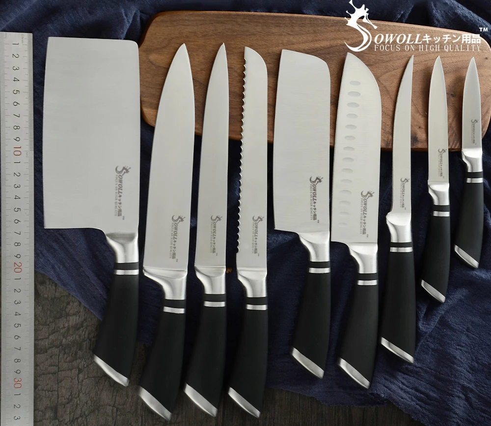 Кухонные ножи SOWOLL из нержавеющей стали для обвалки овощей утилита Santoku для нарезки хлеба шеф-повара накири аксессуары для ножей Инструменты