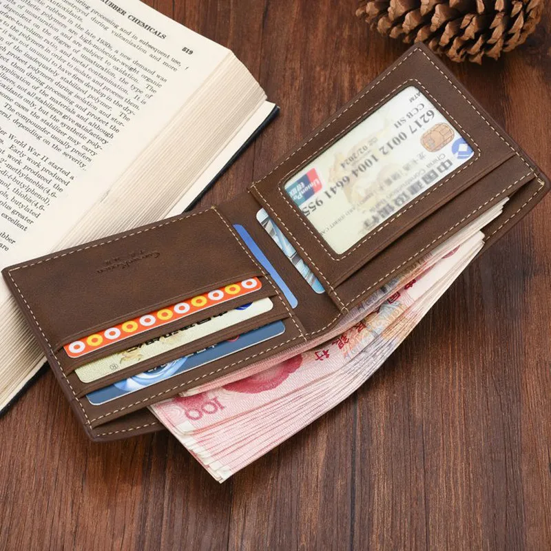 Качественные новые мужские кошельки из искусственной кожи черного цвета 2