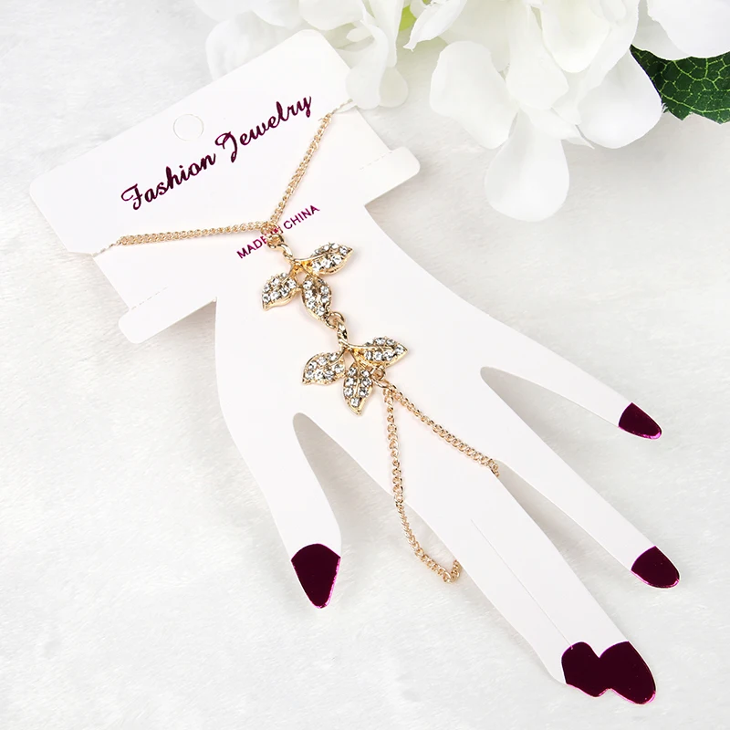 Женский браслет с цепочкой золотистый в форме листьев 2017 | Украшения и аксессуары