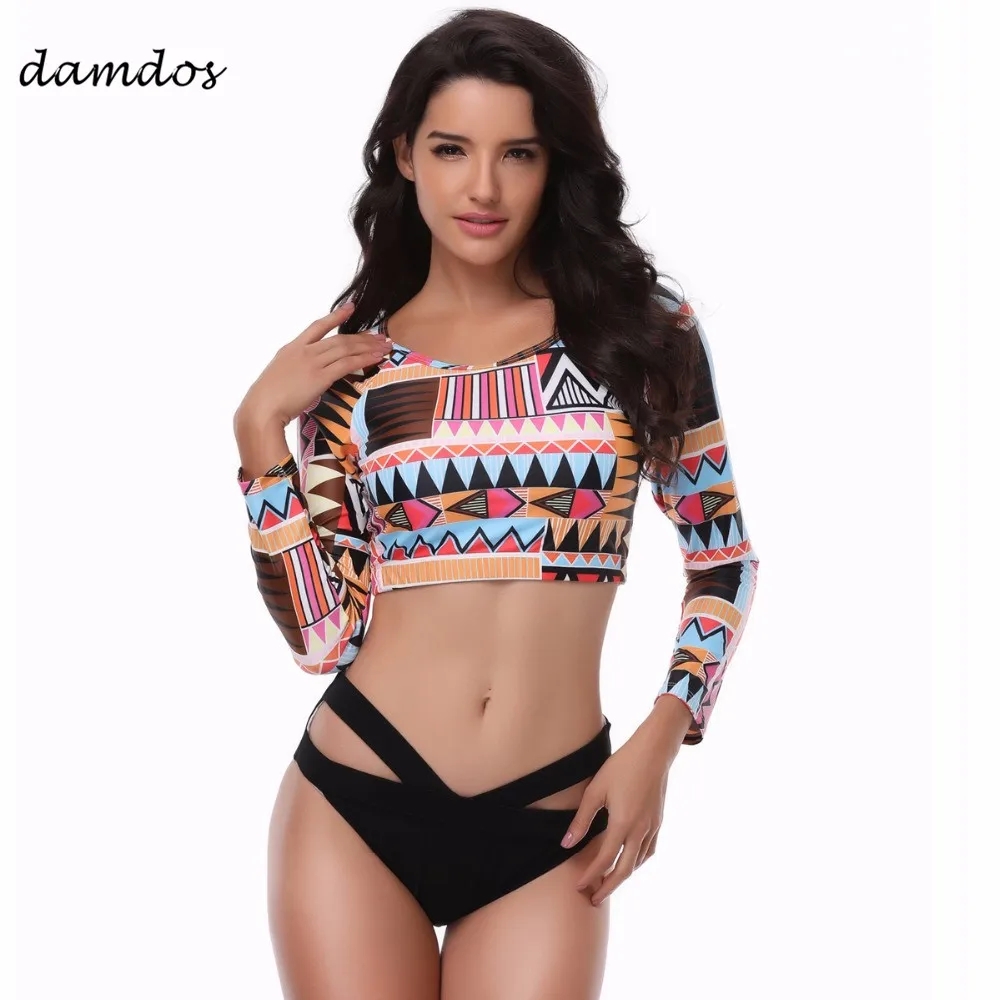 

Bikini 2019 Long Sleeve Sexy Bikini Swimsuit For Women Monokini Two piece High Waisted Biquini Summer Bath Beach Dress Cover ups