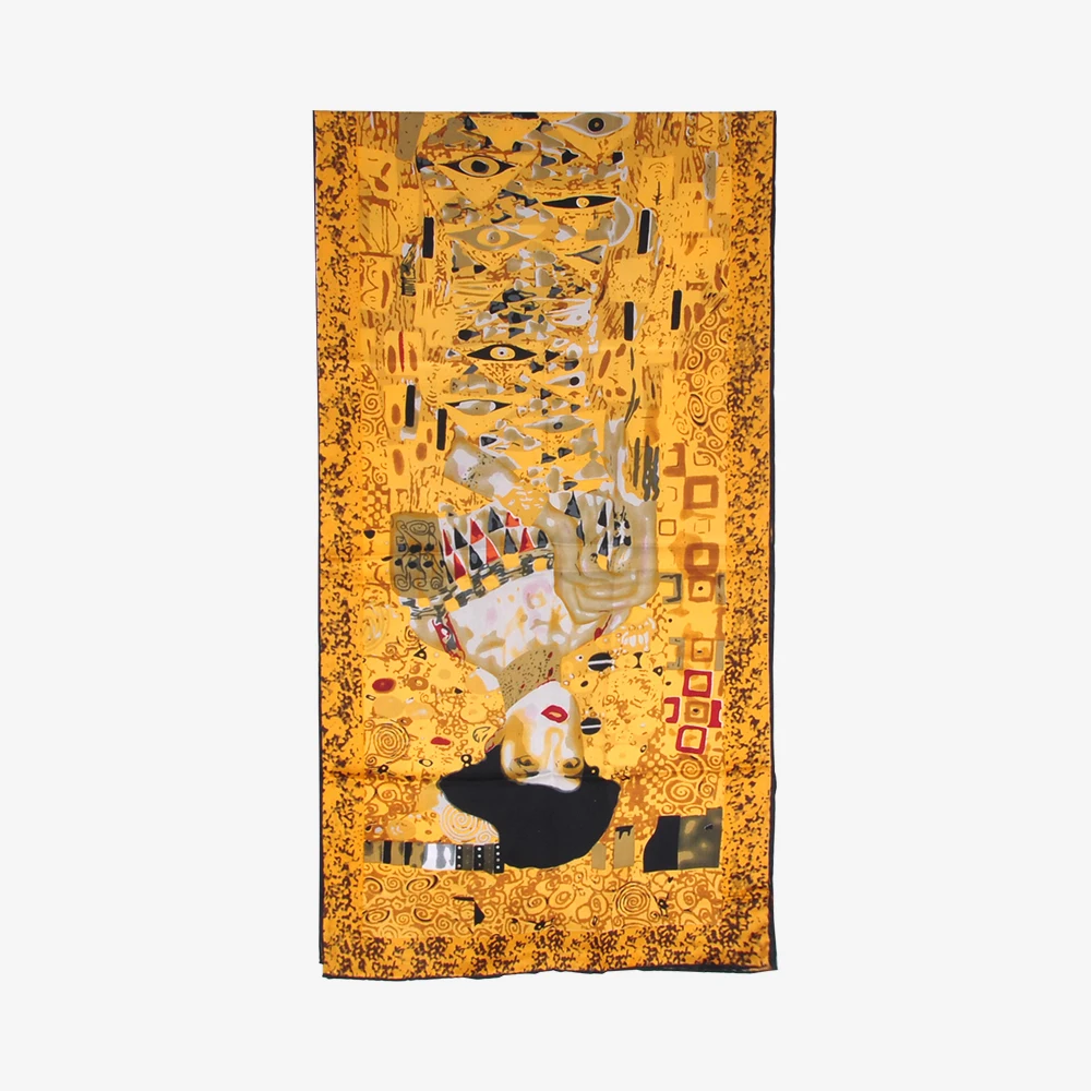 Шелковый длинный шарф, шаль, картина маслом, Gustav Klimt's Adele Bloch-Baue I, Всесезонная одежда, аксессуары