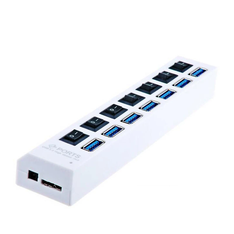 7 портов USB Hub 3 0 с адаптером питания супер скорость 5 Гбит/с концентратор Мини