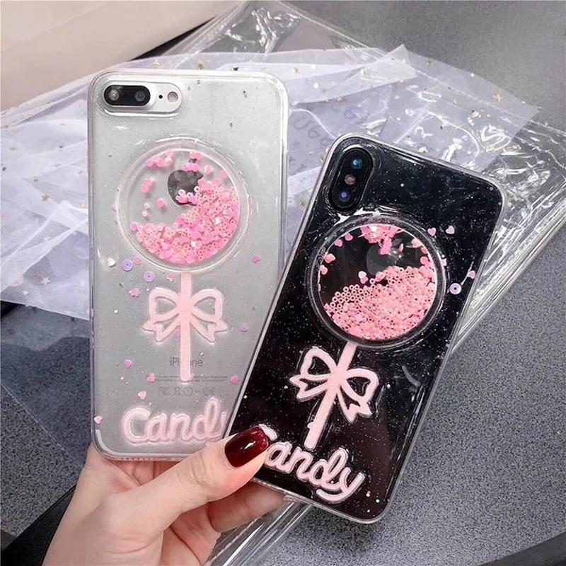 Модный Блестящий чехол с песочным рисунком для Apple iPhone 6 6S 7 plus 8 задняя крышка iphone X