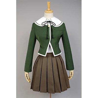 dress 6PCS Danganronpa Fujisaki Chihiro Cosplay women School Uniform Coat Shirt Dress Outfit Anime Cosplay Costumes and wig Halloween - Цвет: dress