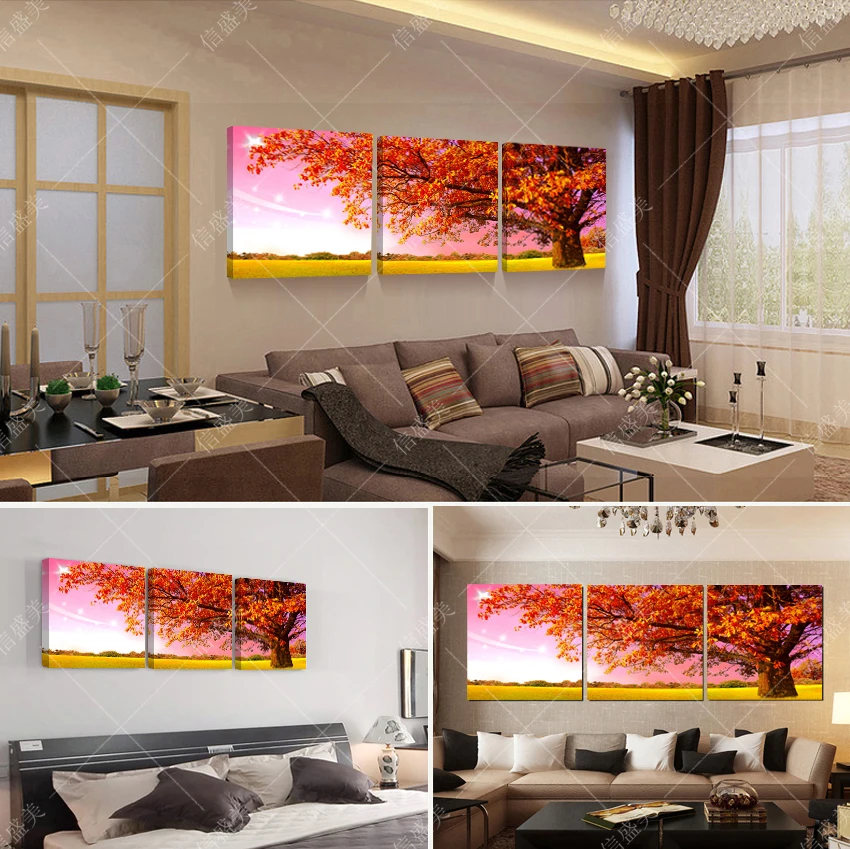 3 Piece Canvas Wall Art Painting Picture Pictures For Living Room Maple Schilderij Minimalist Pintura No Frame | Дом и сад
