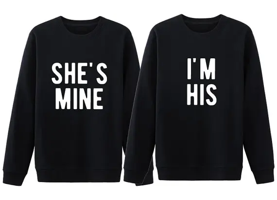 Свитшот для пары с надписью She's mine I'm His | Женская одежда