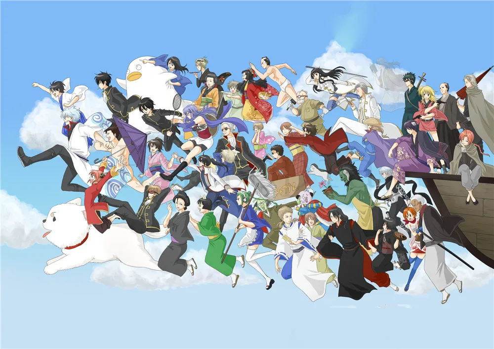 Зеленый Gintama плакаты мультфильм наклейки на стену с белым покрытием бумага печатает Высокое разрешение гостиная спальня бар украшения дома искусство бренд - Цвет: Зеленый